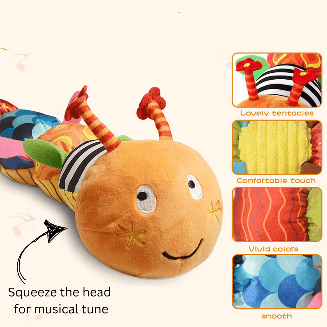 Baby Sensory Educational Plush Soft Toy Rattle Caterpillar Baby Explores