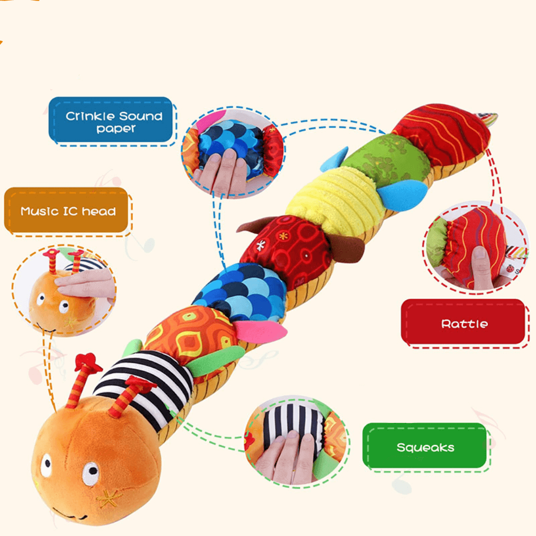 Baby Sensory Educational Plush Soft Toy Rattle Caterpillar Baby Explores