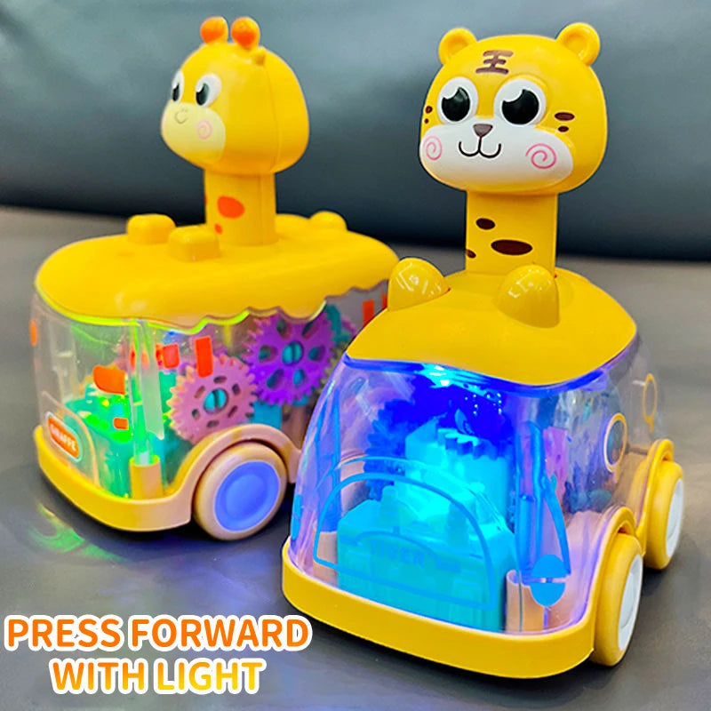 Press Gear Car Children's Toy Car Pull Back Boy Children Inertial Car Puzzle Animals Car Baby Explores
