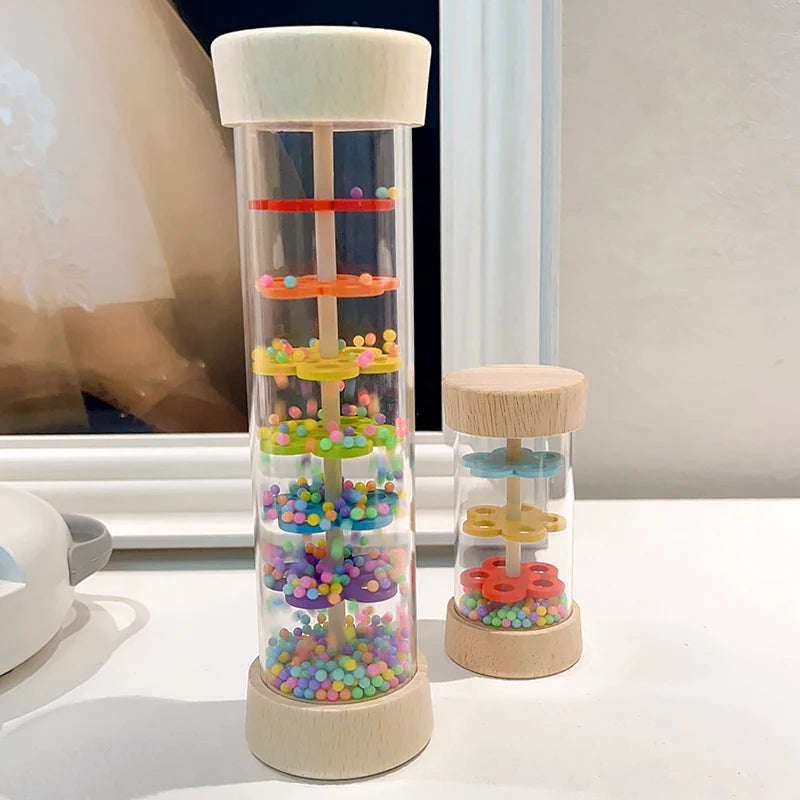 Montessori  Baby Rain Stick Rainbow Hourglass Rain Music Rattle Baby Educational Toy Rainmaker Montessori Sensory Toys for Kids Baby Explores