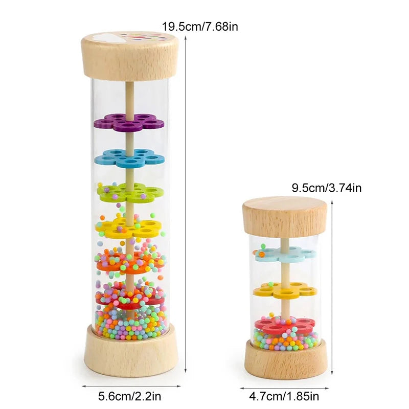 Montessori  Baby Rain Stick Rainbow Hourglass Rain Music Rattle Baby Educational Toy Rainmaker Montessori Sensory Toys for Kids Baby Explores