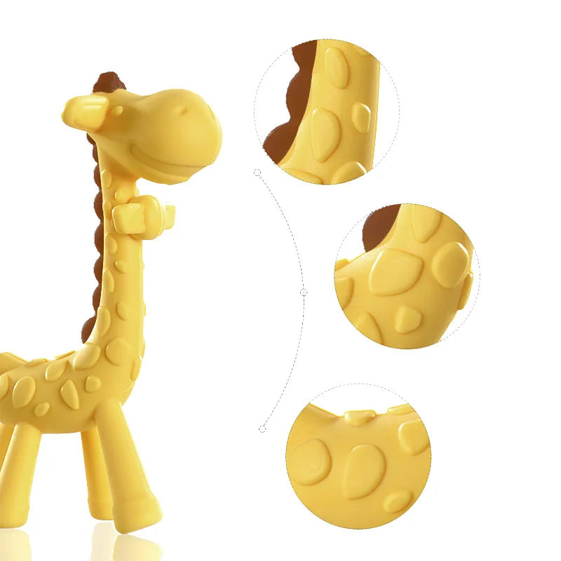 Dr.isla 1 pcs Silicone Teethers Giraffe Cartoon Baby Ring Teether BPA Free Silicone Chew Charms Baby Teething Teeth Gift Toys Baby Explores