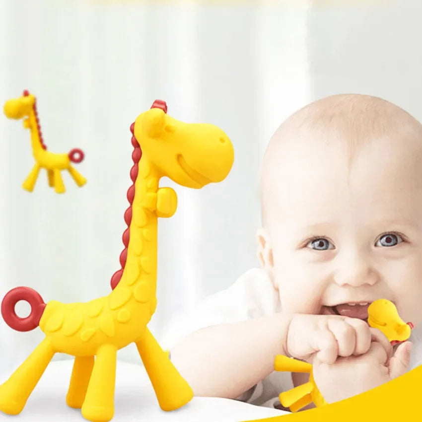 Dr.isla 1 pcs Silicone Teethers Giraffe Cartoon Baby Ring Teether BPA Free Silicone Chew Charms Baby Teething Teeth Gift Toys Baby Explores