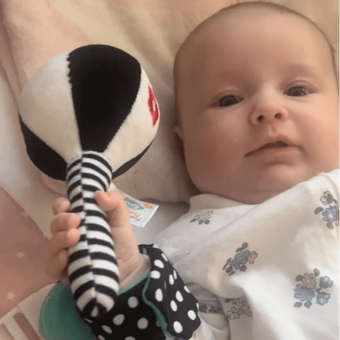 2PCS Soft Baby Black and White Rattles