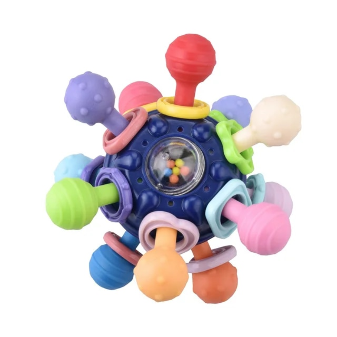 Baby Sensory Rattle Teether Grasping Silicone Teething Toy Baby Explores
